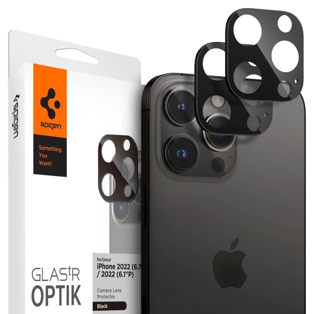 Spigen iPhone 14 Pro / 14 Pro Max / 15 Pro / 15 Pro Max / 16 Pro / 16 Pro Max Aparatu Optik.TR Αντιχαρακτικό Γυαλί για την Κάμερα - 2 Τεμάχια - Black