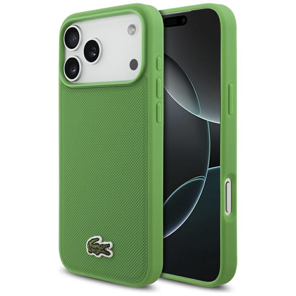 Lacoste iPhone 17 Pro Max - Iconic Petit Pique Woven Logo MagSafe - Σκληρή Θήκη με Πλαίσιο Σιλικόνης - Green - likebrands.gr