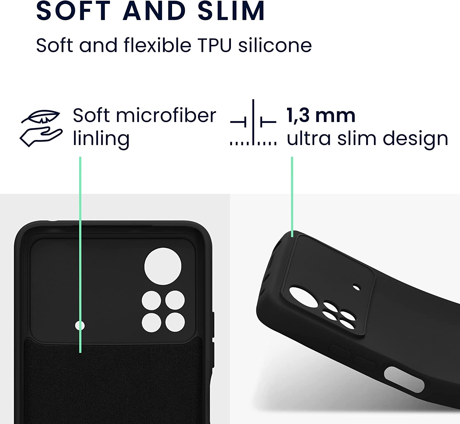 KW Xiaomi Poco X4 Pro 5G Θήκη Σιλικόνης Rubberized TPU - Black Matte - 57983.47