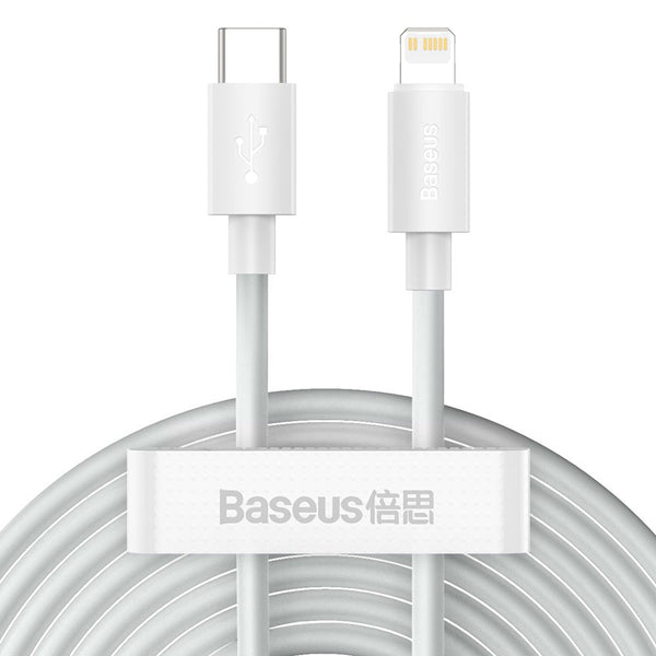 Baseus Simple Wisdom PD 20W - Καλώδιο Δεδομένων και Φόρτισης Type-C to Lightning 1,5M - 2 Τεμάχια - White - TZCATLZJ-02