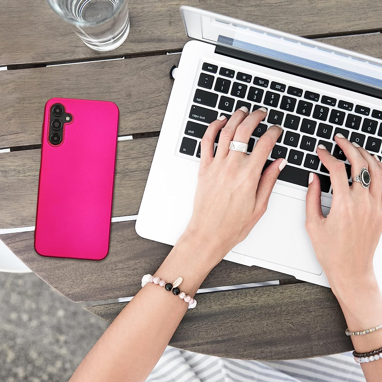 KW Samsung Galaxy A14 5G Θήκη Σιλικόνης TPU - Metallic Pink - 61163.65