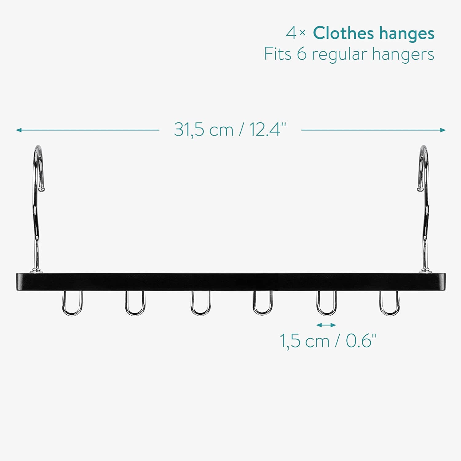 Navaris Σετ με 2 Πολυλειτουργικές Κρεμάστρες Ρούχων 6 Θέσεων και 2 Κρεμάστρες Παντελονιών - Black - 56081.01.01