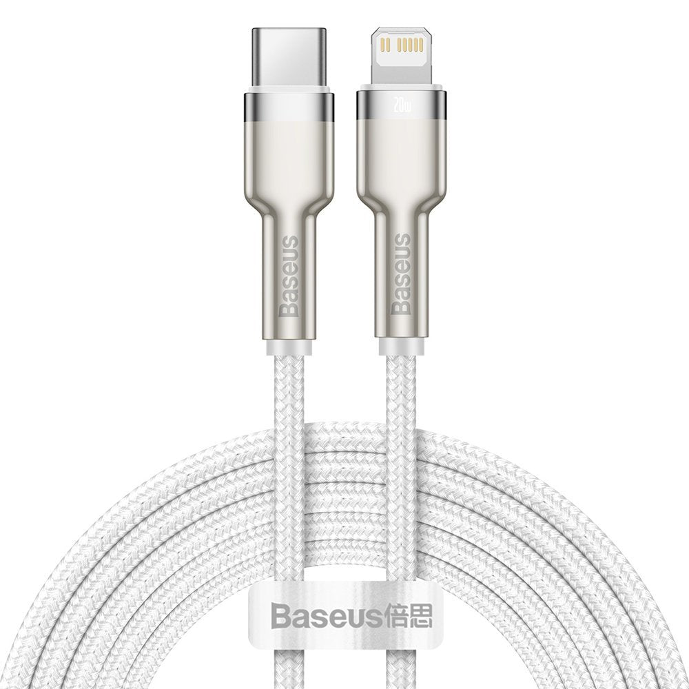 Baseus Cafule Series Metal Data PD 20W - Καλώδιο Δεδομένων και Φόρτισης Type-C to Lightning 2M - White - CATLJK-B02