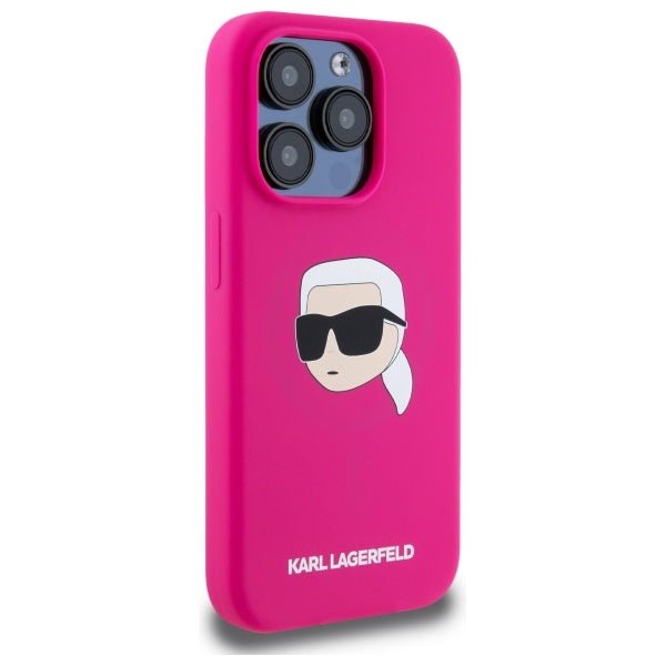Karl Lagerfeld iPhone 15 Pro Max - Silicone Karl Head Print - MagSafe Θήκη Σιλικόνης - Fuschia - KLHMP15XSKHPPLF