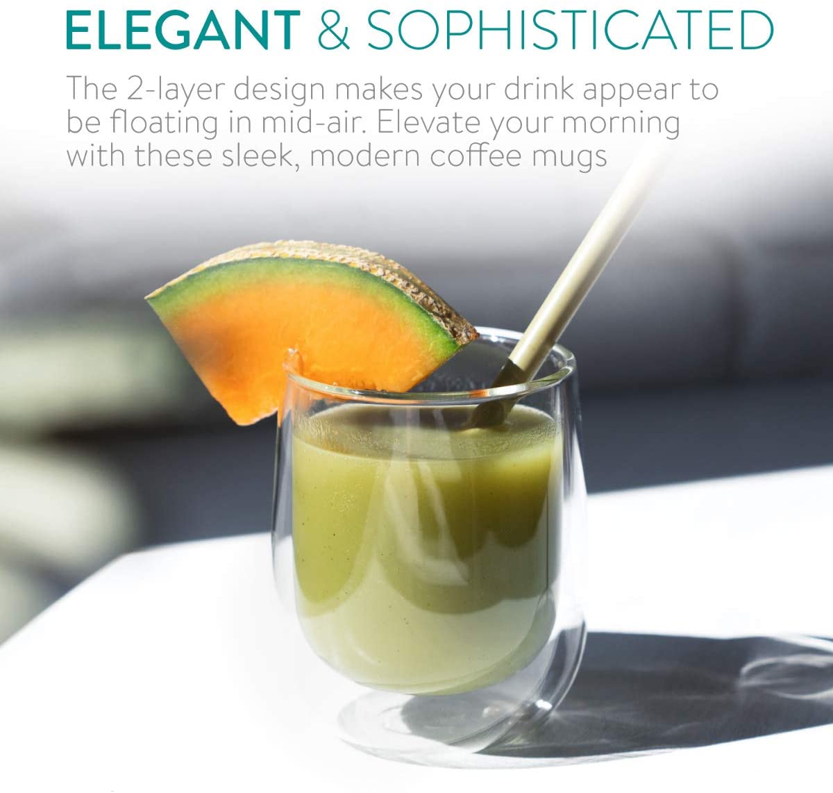 Navaris Double Walled Glass Mugs Set 4 Κούπες Διπλής Όψεως Από Γυαλί - 450ml - Διάφανο - 47547.01.3