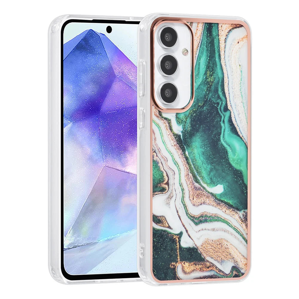 Tuniq Samsung Galaxy A55 5G - Σκληρή Θήκη με Πλαίσιο Σιλικόνης - Σχέδιο Μάρμαρο - Πράσινη