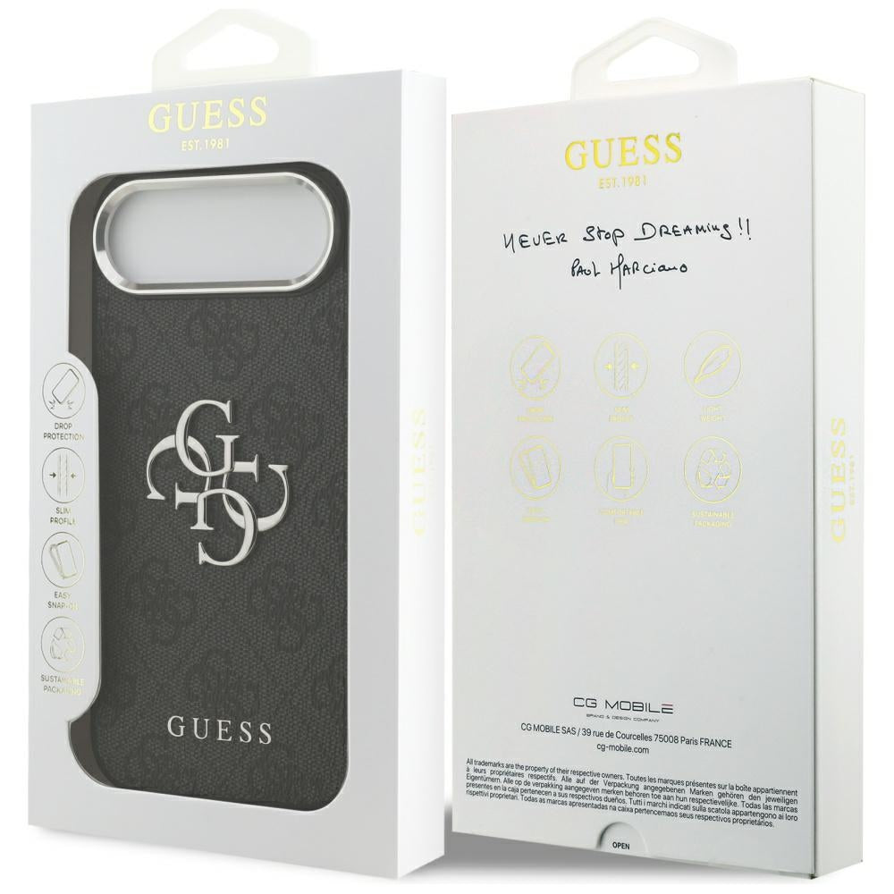 Guess iPhone Air - 4G Big 4G Classic Logo - Σκληρή Θήκη με Πλαίσιο Σιλικόνης και Επένδυση από Οικολογικό Δέρμα - Black / Silver - GUHCP17MP4G4SMCK