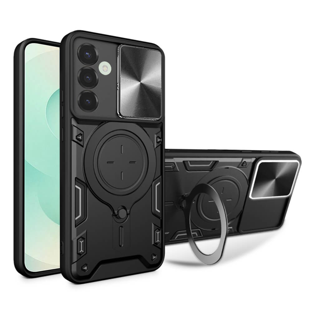 Techsuit Samsung Galaxy S25 Plus - CamGuard Pro - Σκληρή Θήκη με Προστασία Καμερών και Δαχτυλίδι Συγκράτησης - Black