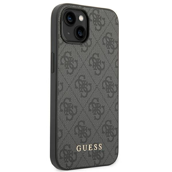 Guess iPhone 14 4G Saffiano Θήκη με Επένδυση Συνθετικού Δέρματος - Grey - GUHCP14SG4GFGR