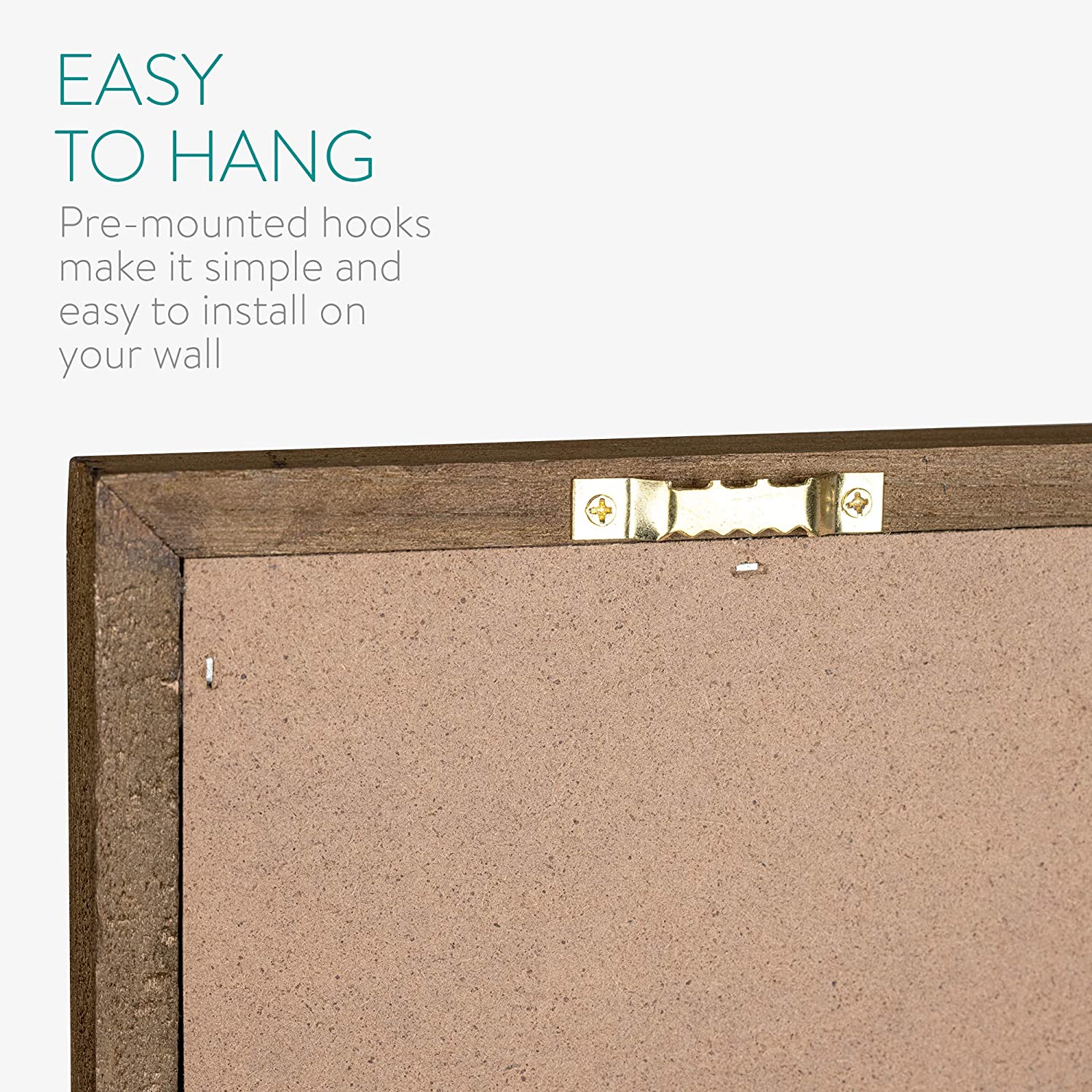 Navaris Μαυροπίνακας με Ξύλινο Ράφι και 4 Άγκιστρα - Brown - 52600.01.1