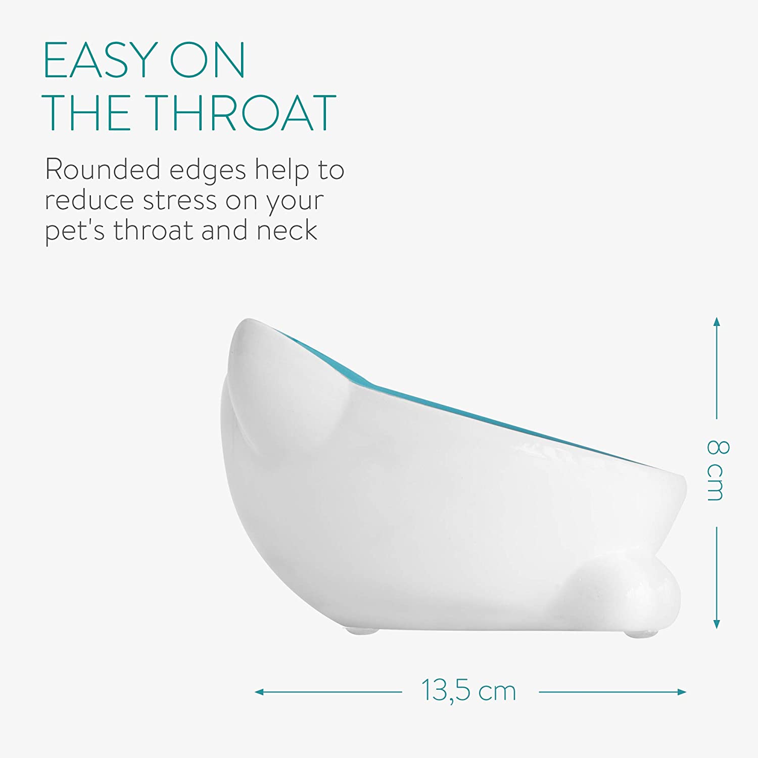 Navaris Cat Bowls with Ears Set of 2 - Σετ με 2 Μπολ Φαγητού και Νερού 130ml σε Σχήμα Γάτας - Blue / Light Blue - 50736.04