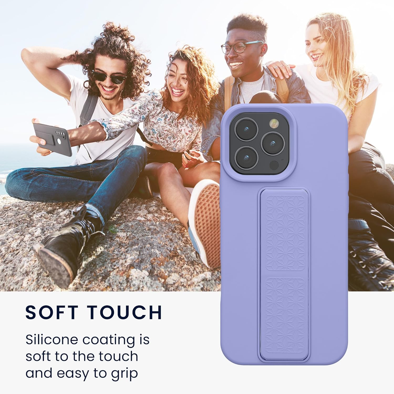 KW iPhone 16 Pro Max Θήκη Σιλικόνης TPU με Finger Holder - Lavender