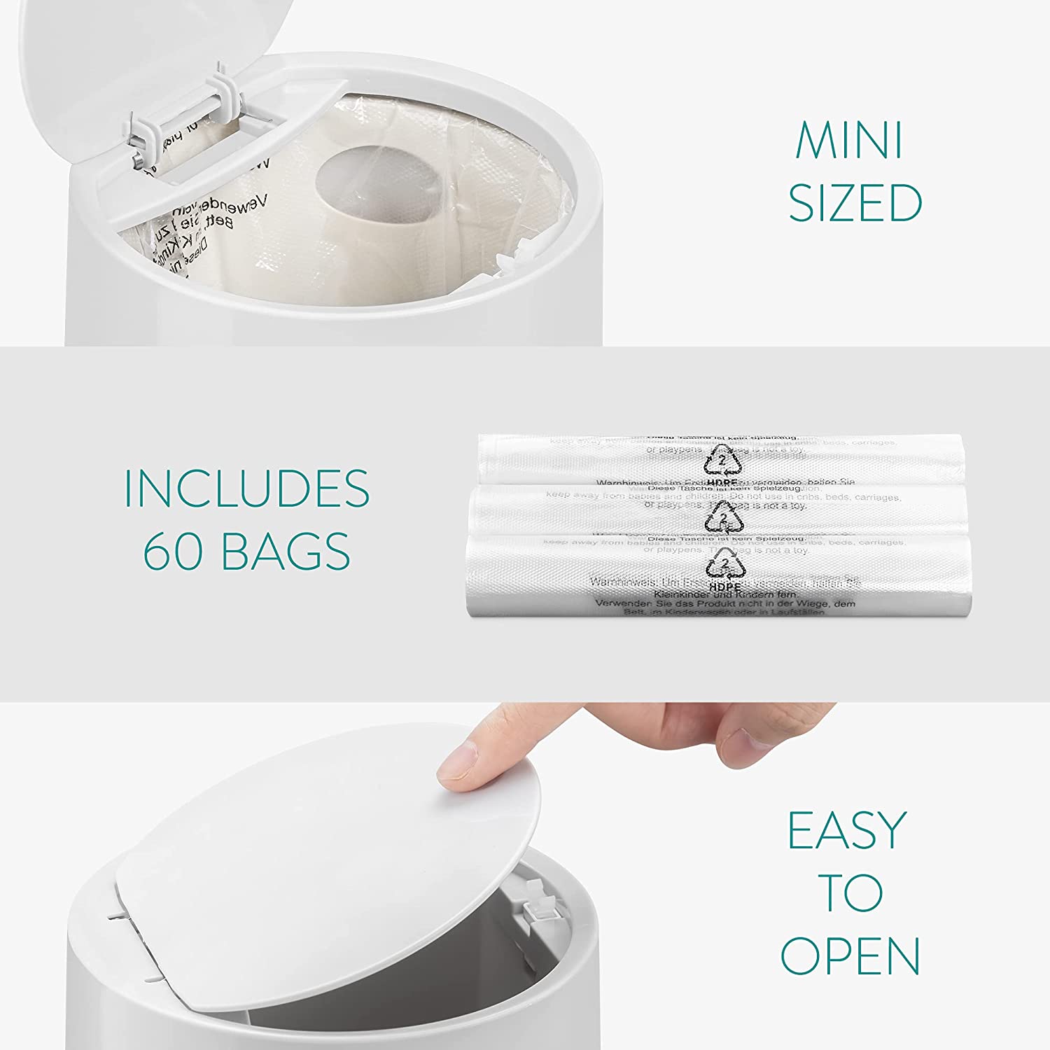 Navaris Μίνι Κάδος Απορριμμάτων Γραφείου με Καπάκι - Grey - 54187.22