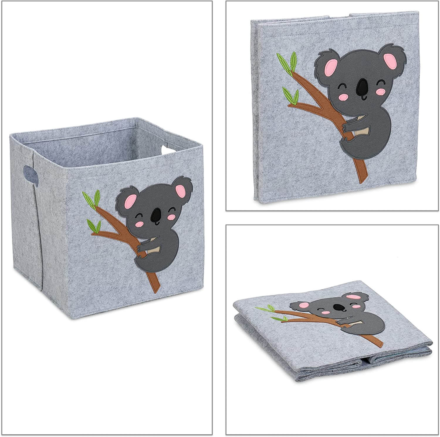 Relaxdays Παιδικό Καλάθι Αποθήκευσης από Τσόχα - Koala - Grey - 4052025977344