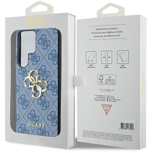 Guess Samsung Galaxy S24 Ultra - 4G Big Metal Logo Θήκη με Επένδυση Συνθετικού Δέρματος - Blue - GUHCS24L4GMGBL