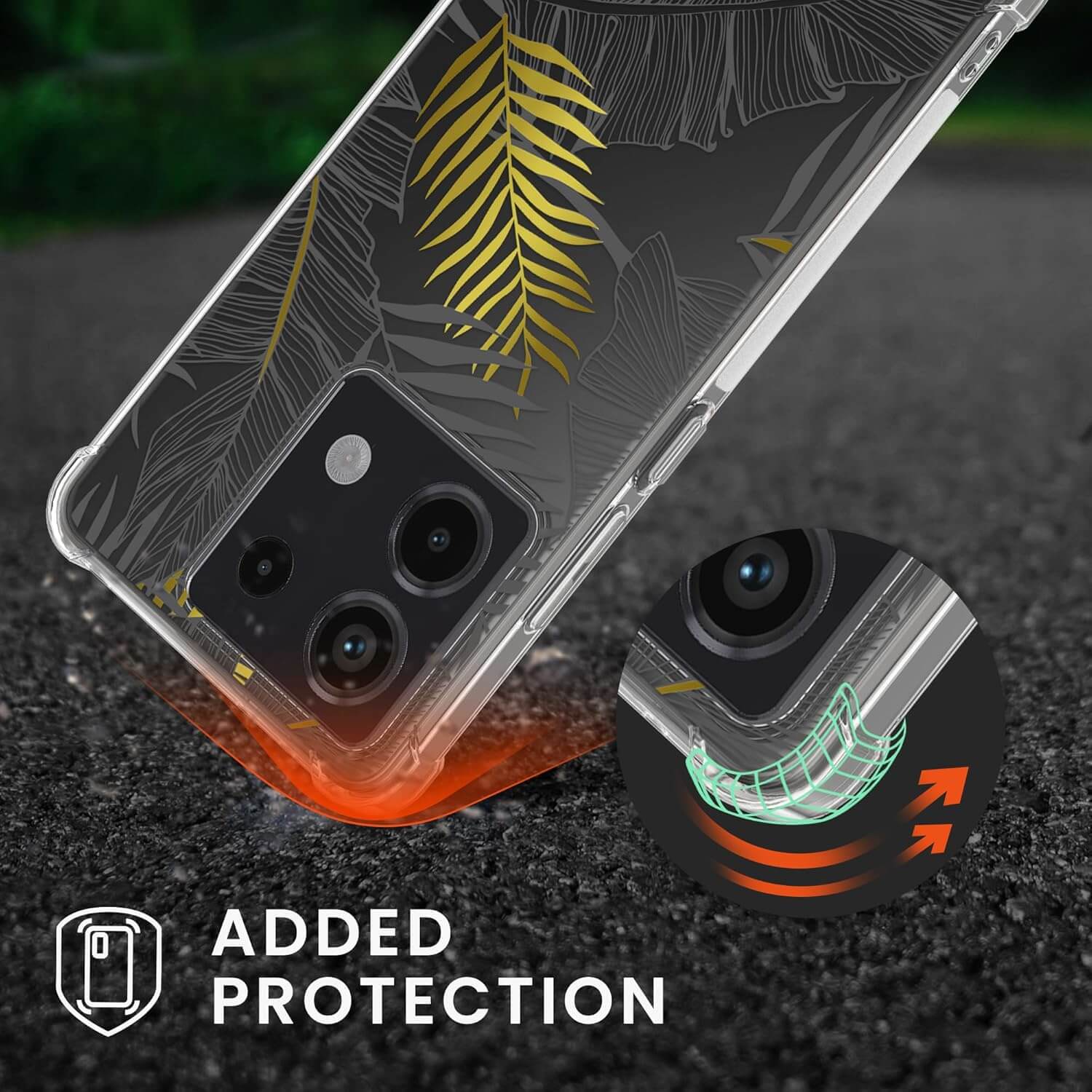 KW Xiaomi Redmi Note 13 4G Θήκη Σιλικόνης TPU με Λουράκι - Design Jungle - Yellow / Grey / Διάφανη