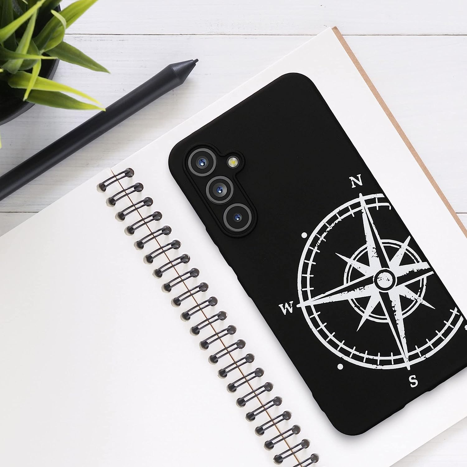 KW Samsung Galaxy A54 5G Θήκη Σιλικόνης Design Compass Vintage - Black / White - 61246.03