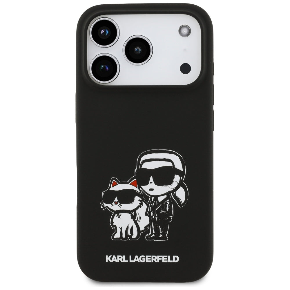 Karl Lagerfeld iPhone 17 Pro - Silicone K/C Sketch and Logo MagSafe - Σκληρή Θήκη με Πλαίσιο Σιλικόνης - Black - KLHMP17LSKCGRGOK