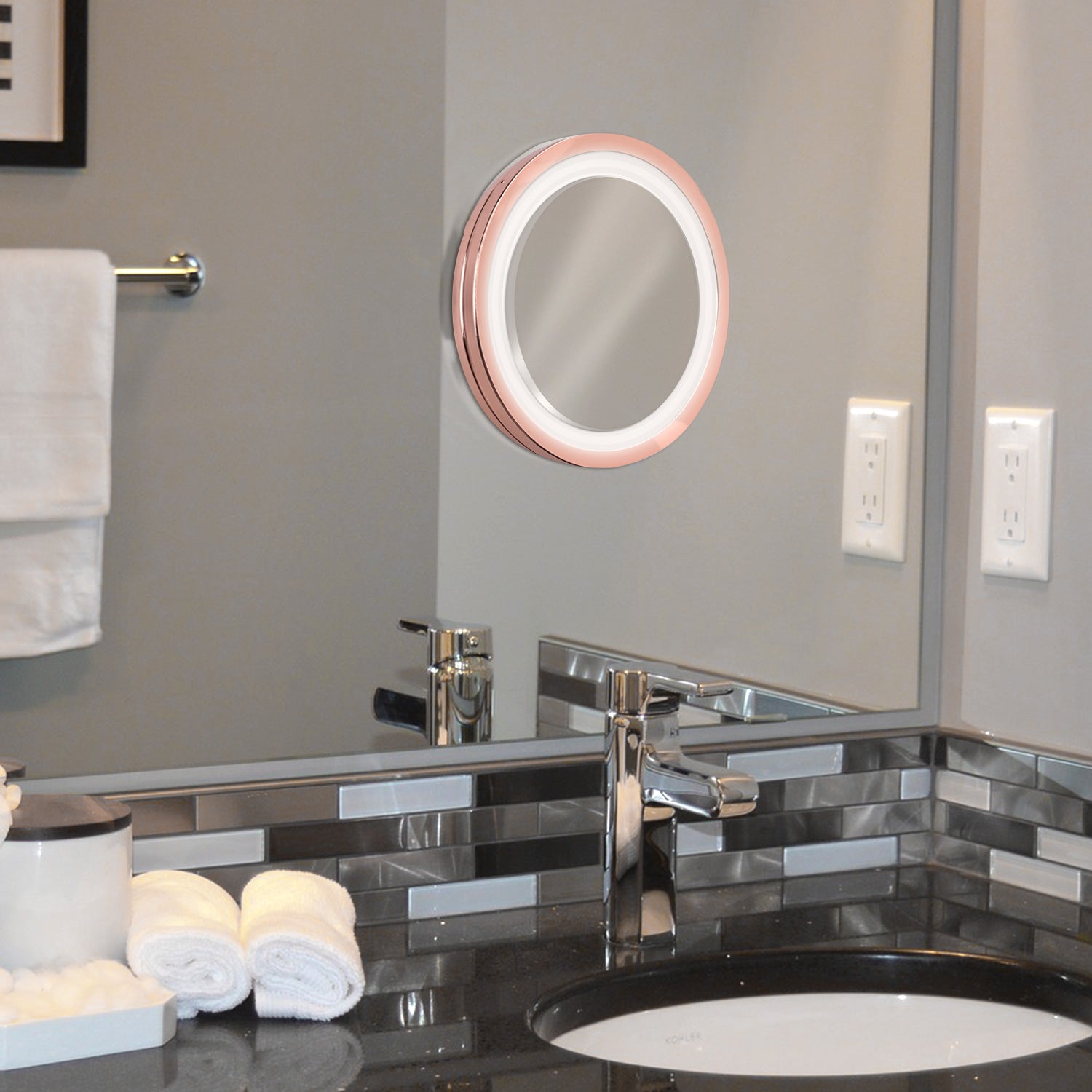 Navaris Μεγεθυντικός Καθρέφτης LED για Μακιγιάζ - 5x Μεγέθυνση - Copper - 44599.54