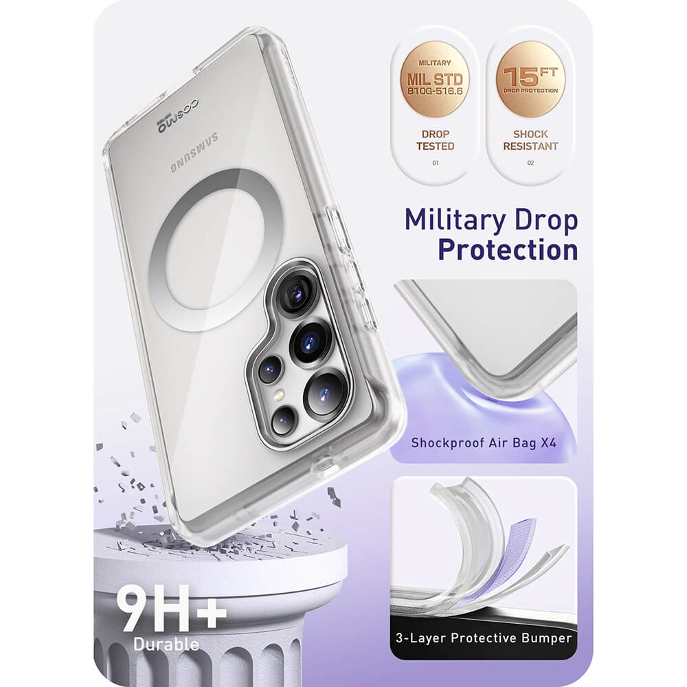 i-Blason Samsung Galaxy S25 Ultra Cosmo Mag Σκληρή Θήκη με Προστασία Οθόνης και Magsafe - Διάφανη