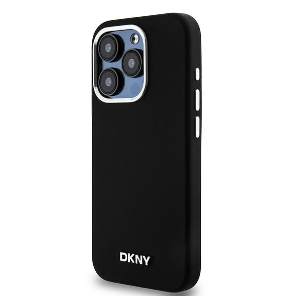 DKNY iPhone 15 Pro - Liquid Silicone Small Metal Logo - MagSafe Σκληρή Θήκη με Πλαίσιο Σιλικόνης - Black
