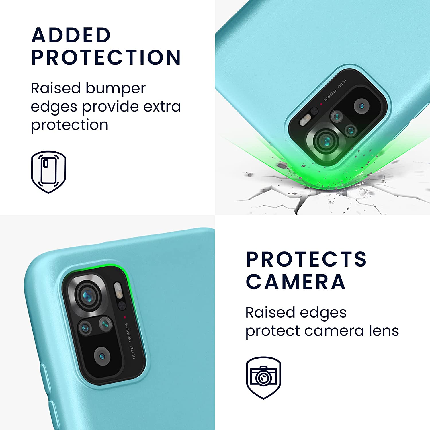 KW Xiaomi Redmi Note 10 / Note 10s / Poco M5s Θήκη Σιλικόνης TPU - Metallic Mint Green - 57280.231