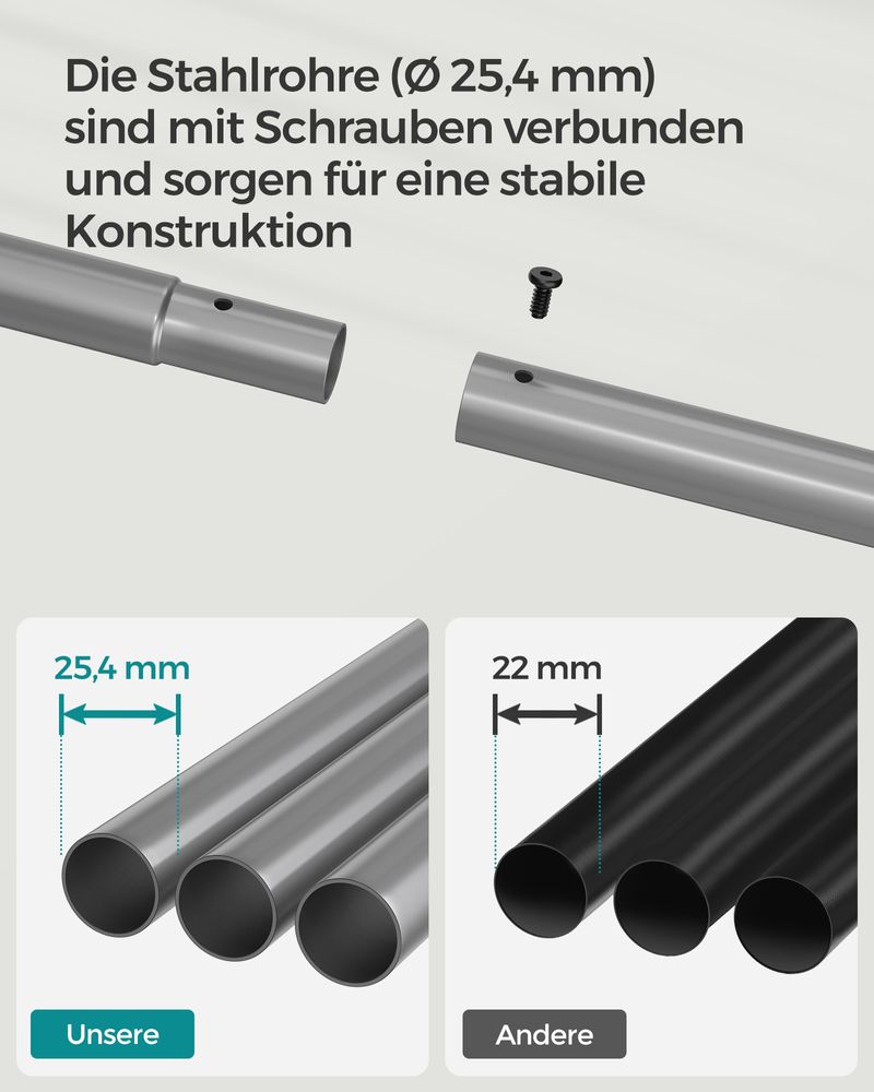 Songmics Επιδαπέδια Μεταλλική Κρεμάστρα - Ράγα Ρούχων με Ράφι Παπουτσιών - Grey - HSR025G01