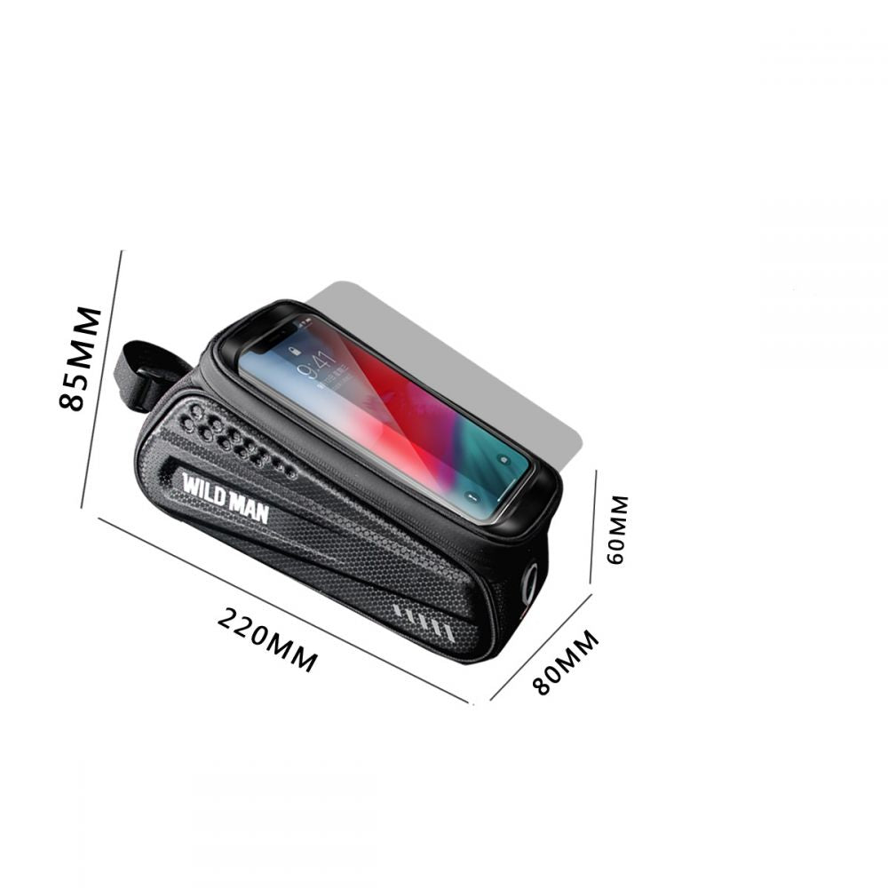 Wildman Σκληρή Αδιάβροχη Βαλίτσα Ποδηλάτων με Θήκη για Κινητά - Large - Black