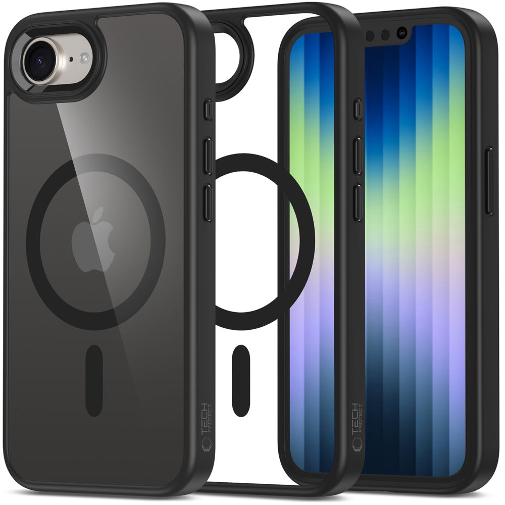 Tech-Protect iPhone 16e MagMat Σκληρή Θήκη με Πλαίσιο Σιλικόνης και MagSafe - Black / Clear
