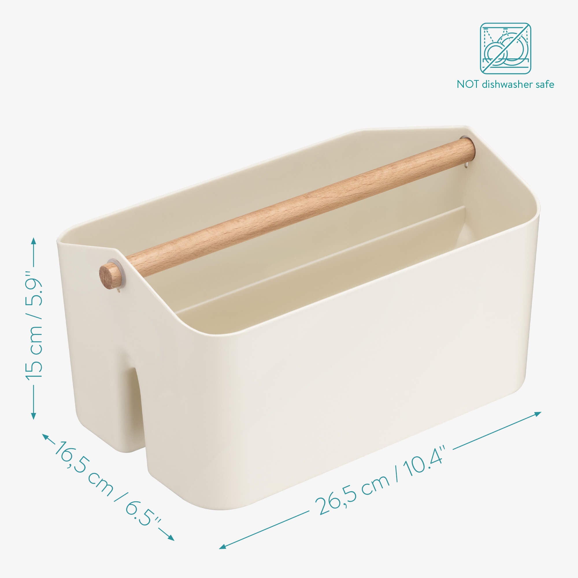 Navaris Φορητό Κουτί Αποθήκευσης με Ξύλινη Λαβή - Cream - 55650.16