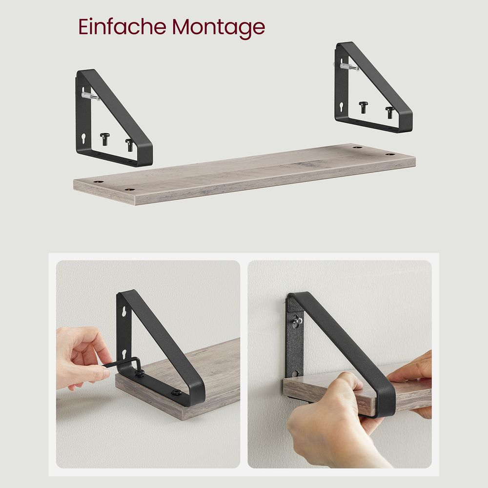 Vasagle Σετ με 3 Επιτοίχια Ράφια Διαφορετικού Μεγέθους - Grey / Black - LWS033B02