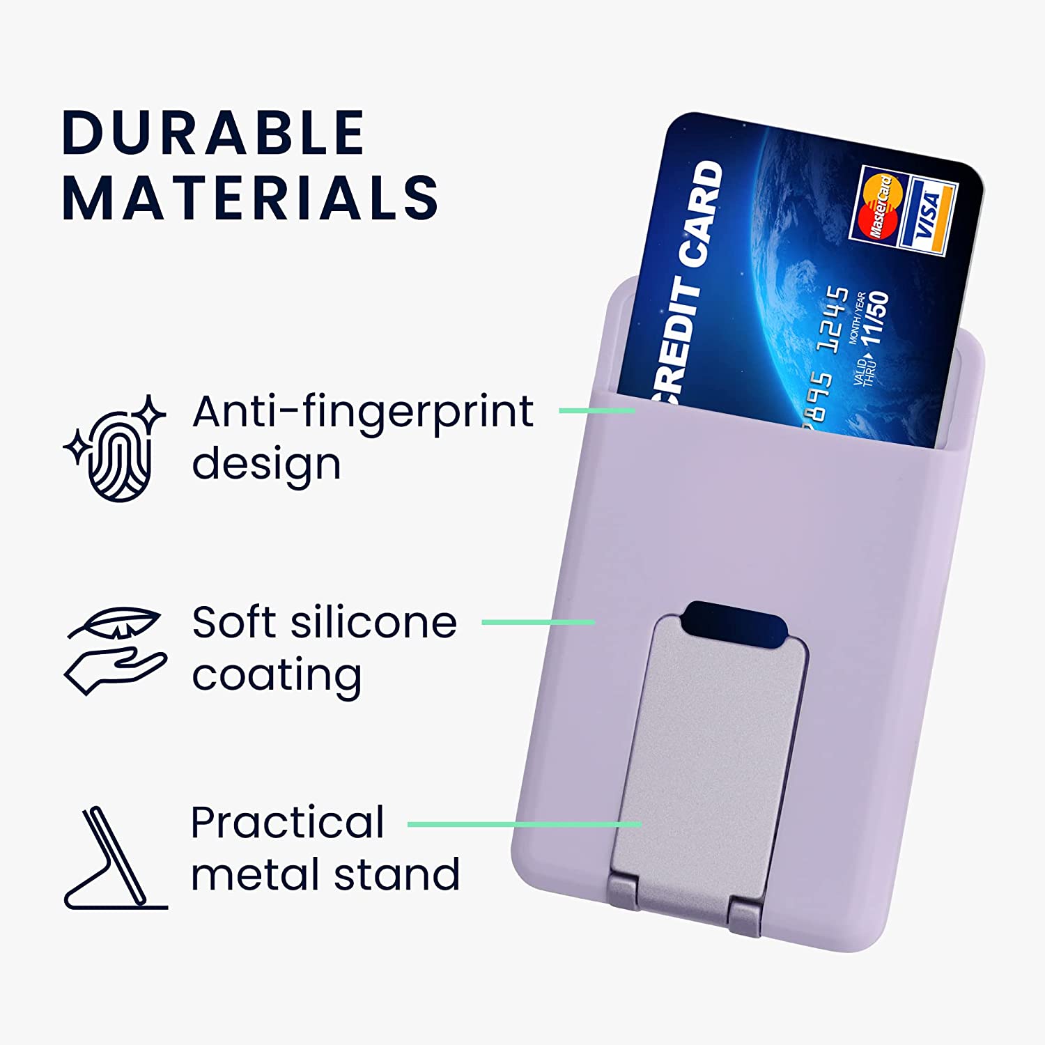 KW iPhone Μαγνητική Θήκη από Σιλικόνη για Πιστωτικές Κάρτες με Stand - Light Lavender - 58791.139