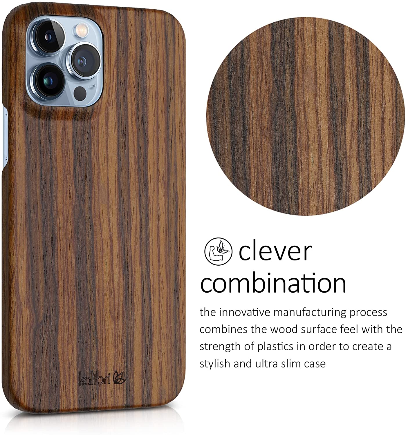 Kalibri iPhone 13 Pro Max Σκληρή Θήκη από Φυσικό Ξύλο - Brown - 56408.05