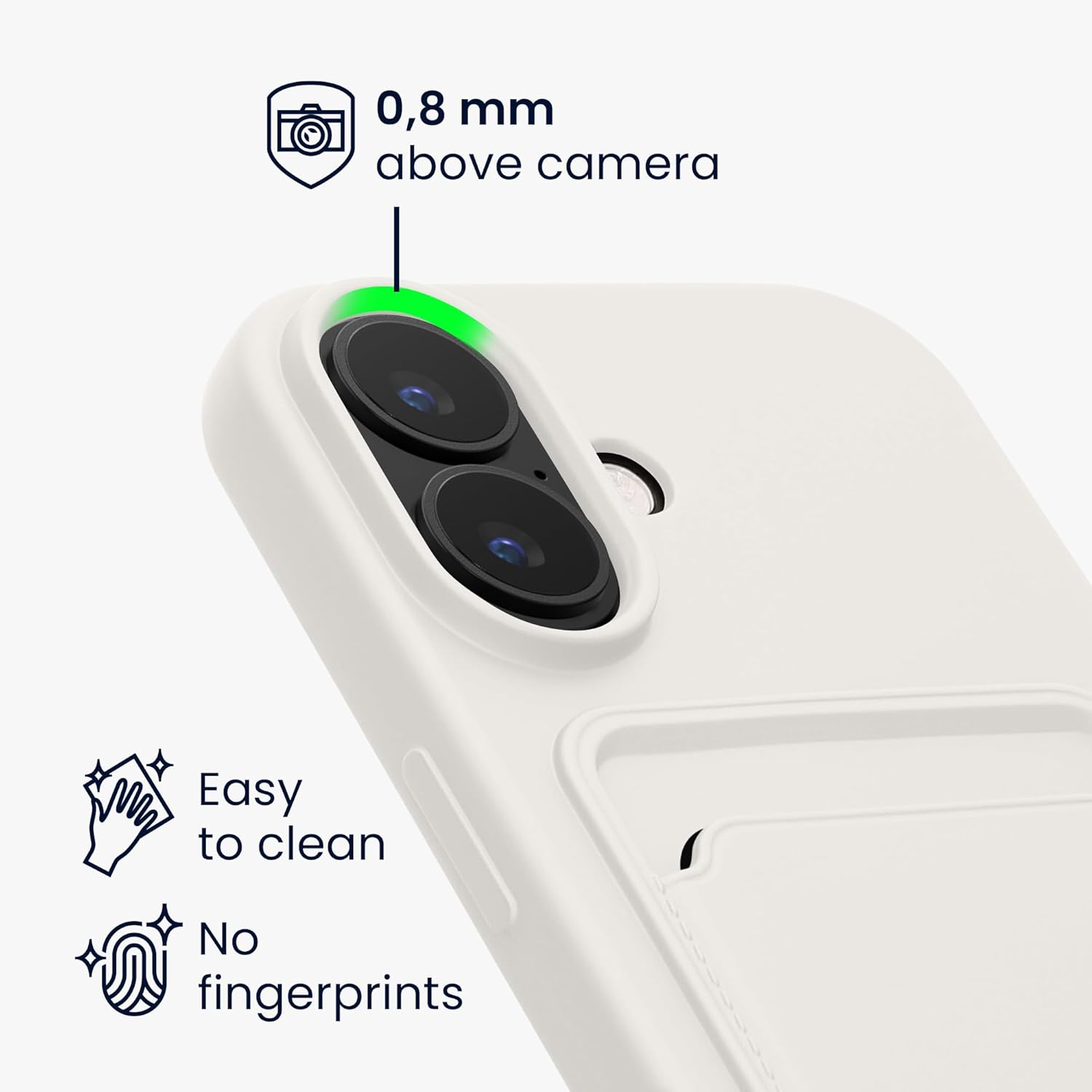 KW iPhone 16 Θήκη Σιλικόνης TPU με Υποδοχή για Κάρτα - White