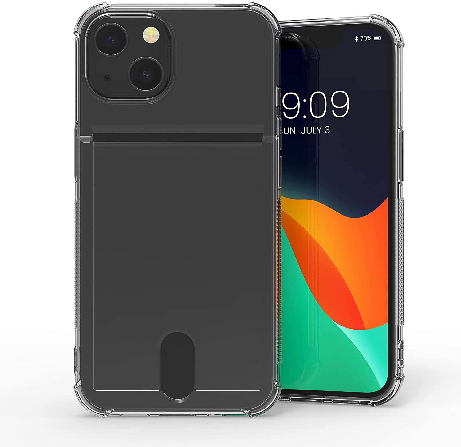 KW iPhone 13 Θήκη Σιλικόνης TPU με Υποδοχή για Κάρτα / Φωτογραφία - Διάφανη - 57523.03