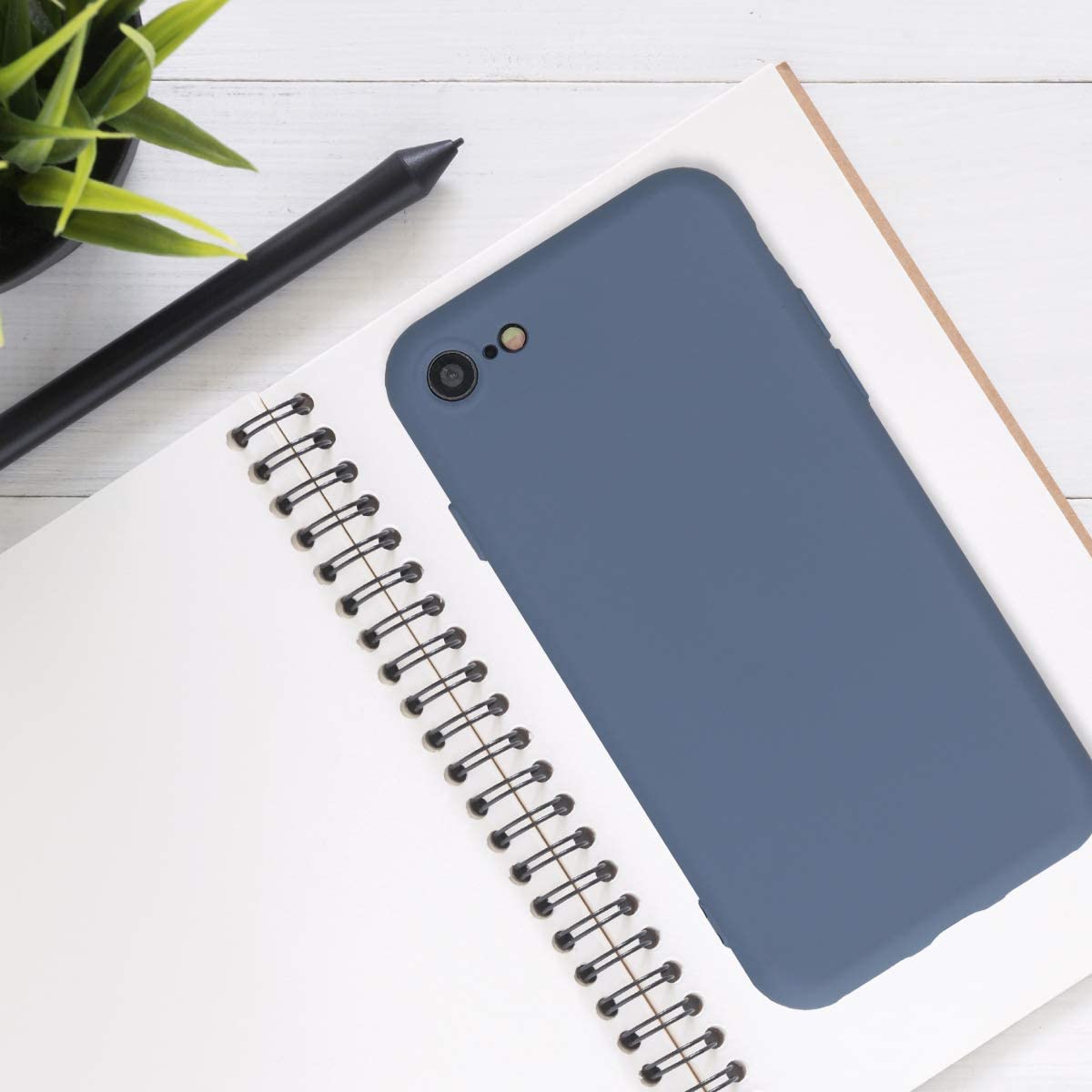 KW iPhone SE 2022 / SE 2020 / 7 / 8 Θήκη Σιλικόνης Rubberized TPU - Blue Grey - 49979.12