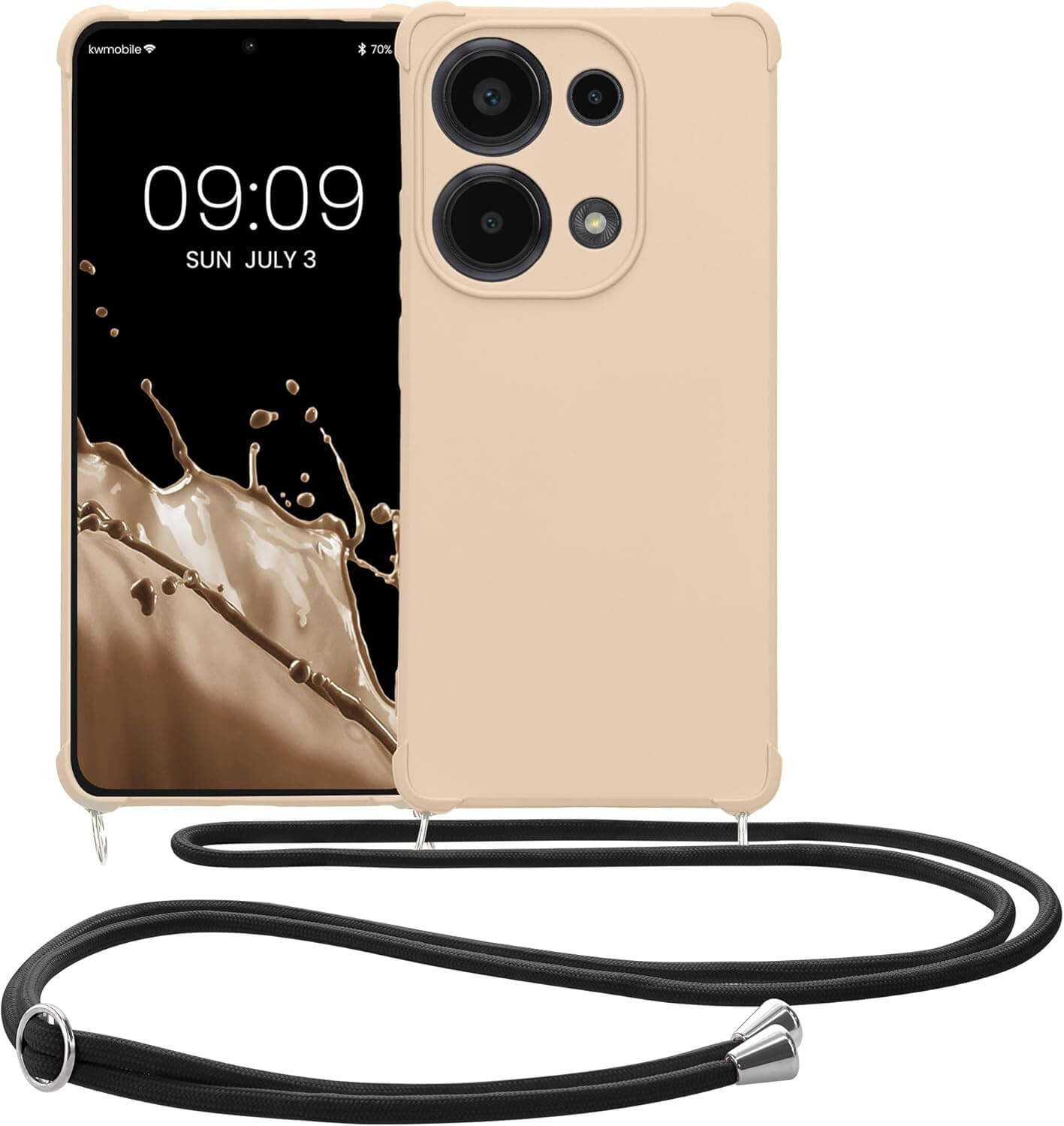 KW Xiaomi Redmi Note 13 Pro 4G Θήκη Σιλικόνης TPU με Λουράκι - Cream