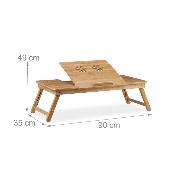 Relaxdays XL Ξύλινη Βάση Στήριξης Laptop με Ρυθμιζόμενο Ύψος και Συρτάρι - Natural - 4052025222185