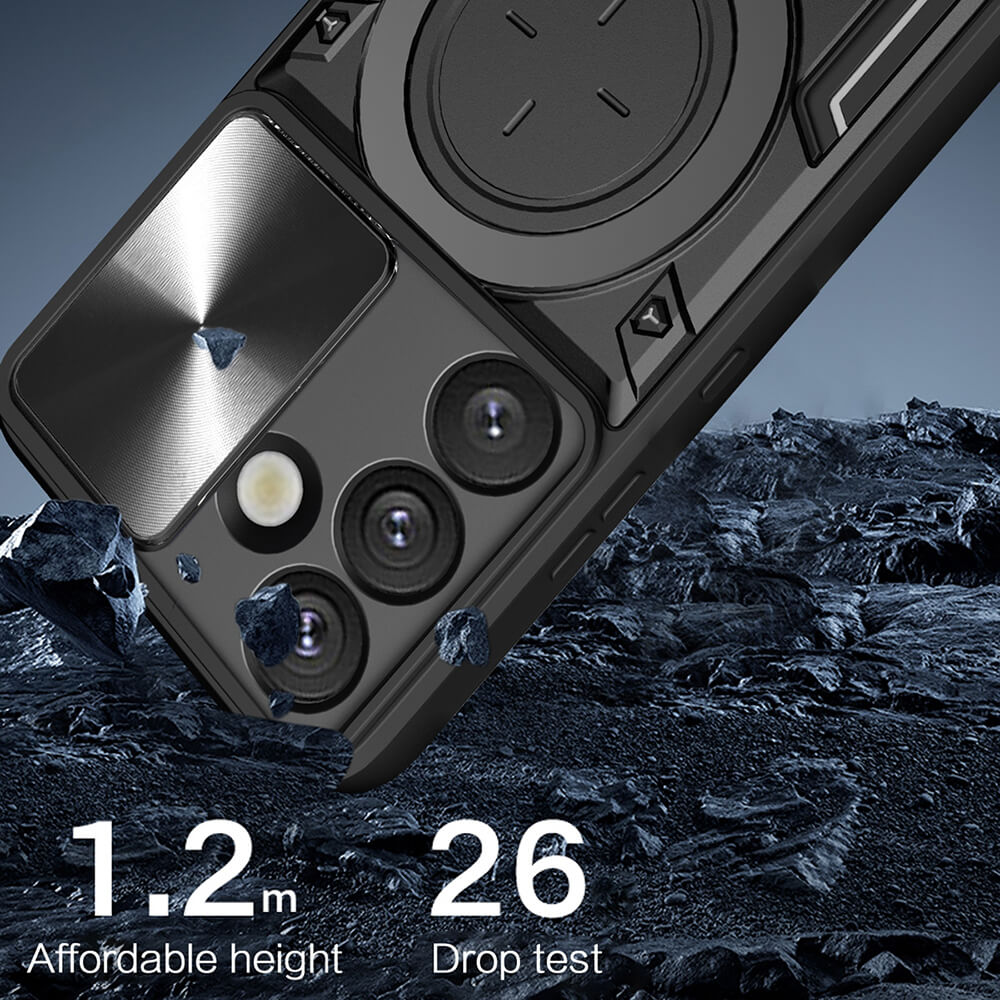 Techsuit Samsung Galaxy S25 Edge - CamGuard Pro - Σκληρή Θήκη με Προστασία Καμερών και Δαχτυλίδι Συγκράτησης - Black