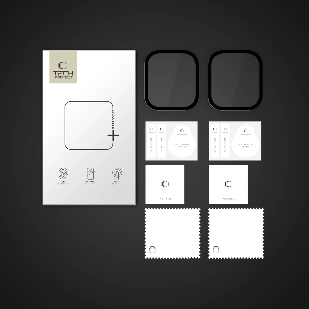 Tech-Protect Προστασία Οθόνης Apple Watch 10/11 - 46mm - Glass Flex+ Hybrid - 7H Αντιχαρακτικό Γυαλί Οθόνης - 2 Τεμάχια - Black