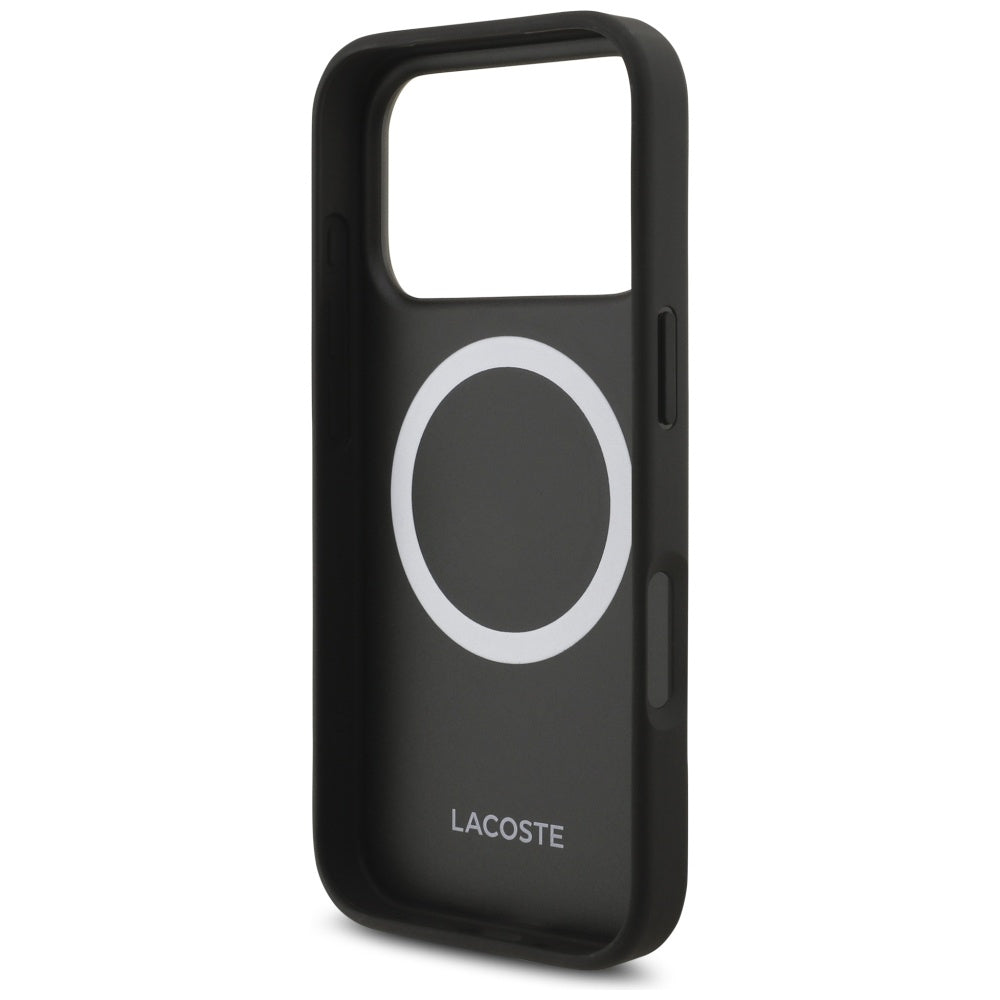 Lacoste iPhone 17 Pro - Iconic Petit Pique Woven Logo MagSafe - Σκληρή Θήκη με Πλαίσιο Σιλικόνης - Navy Blue