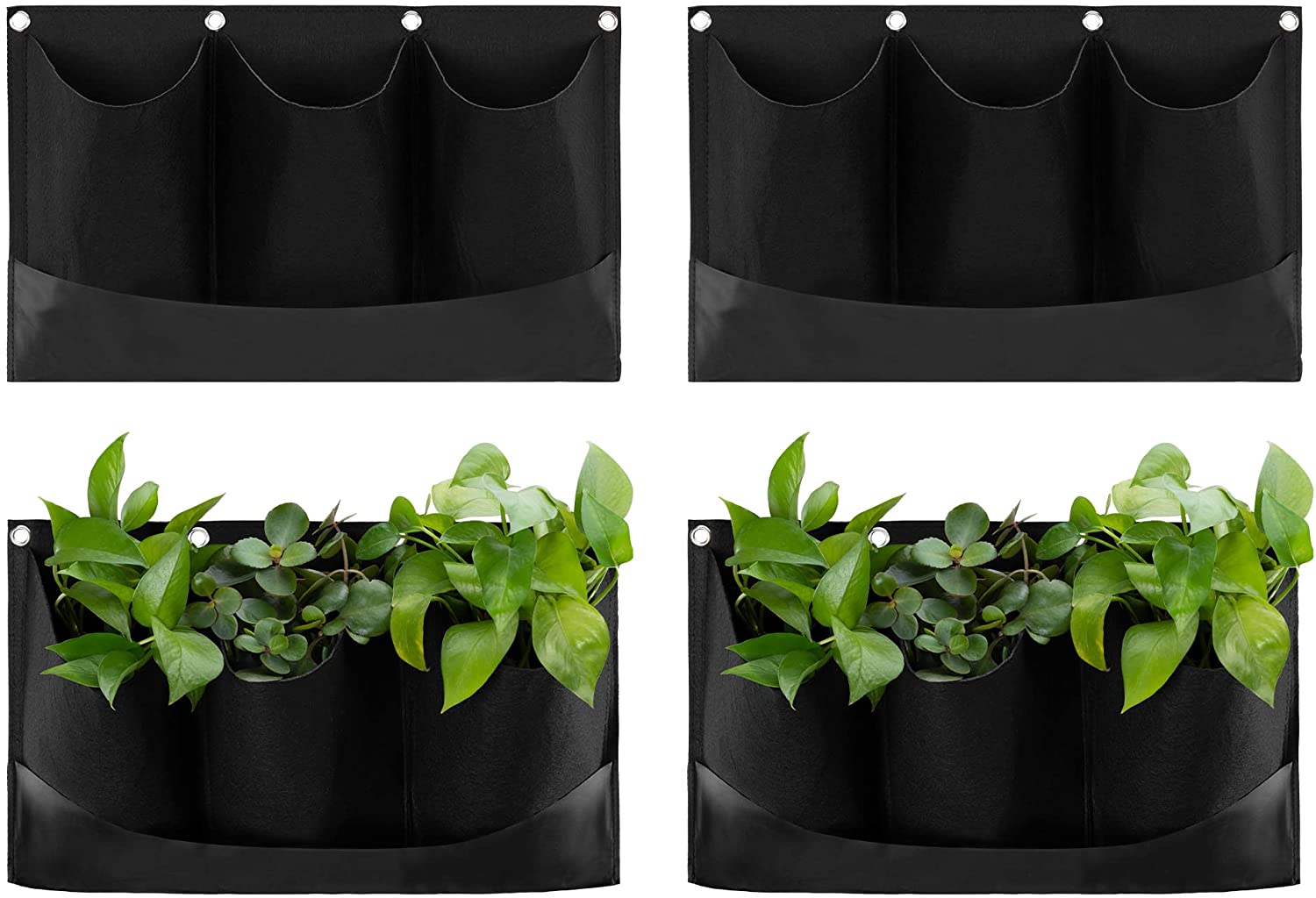 Navaris Σετ με 4 Κρεμαστές Ζαρντινιέρες από Τσόχα - Black - 55923.01