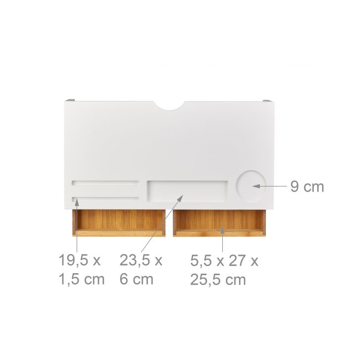 Relaxdays Ξύλινη Βάση Στήριξης Οθόνης με 2 Συρτάρια - White / Natural - 4052025242046
