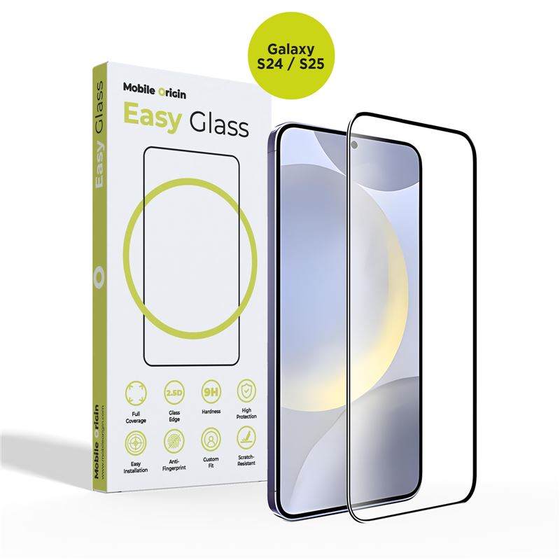 Mobile Origin Samsung Galaxy S24 / S25 EasyGlass Case Friendly 9H Full Screen Full Glue Tempered Glass Αντιχαρακτικό Γυαλί Οθόνης - Black