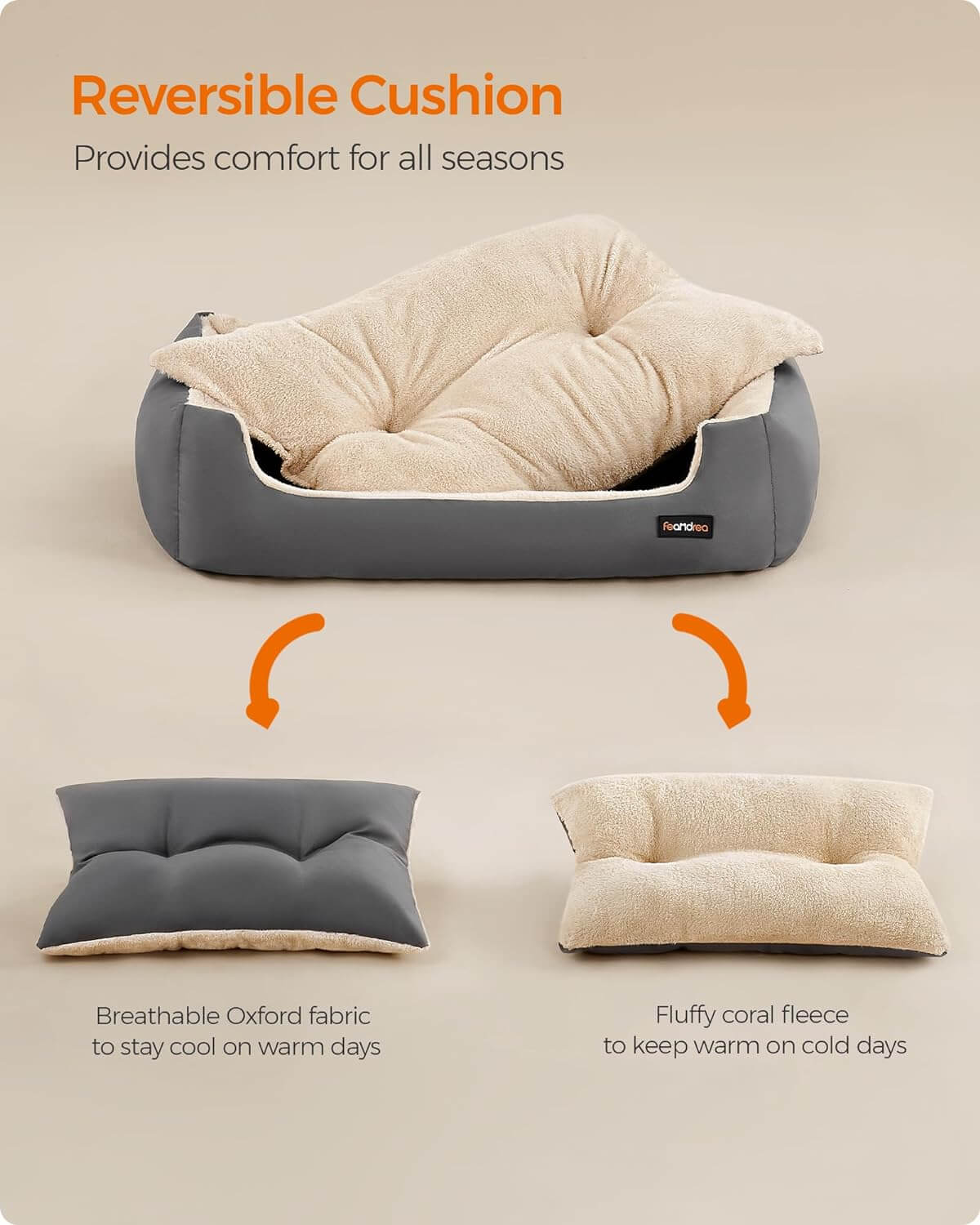 Feandrea Κρεβάτι Σκύλου / Γάτας - 85 x 65 x 21 cm - Dark Grey - PGW004G01