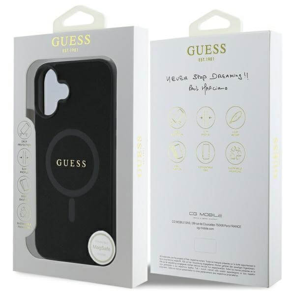 Guess iPhone 16 - Saffiano Classic Logo - MagSafe Σκληρή Θήκη με Πλαίσιο Σιλικόνης - Black - GUHMP16SPSAHMCK