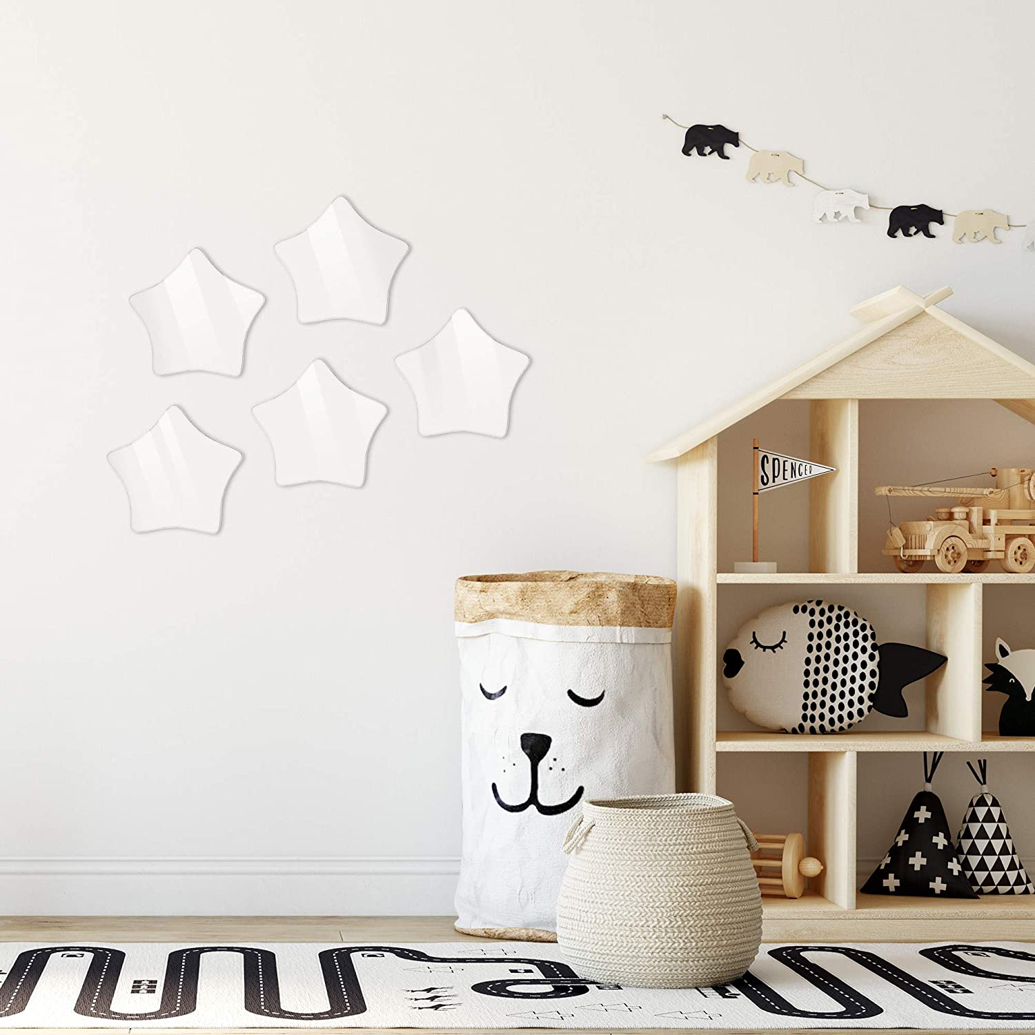 Navaris Σετ με 5 Διακοσμητικά Αυτοκόλλητα Τοίχου - Silver Reflective - 52503.01