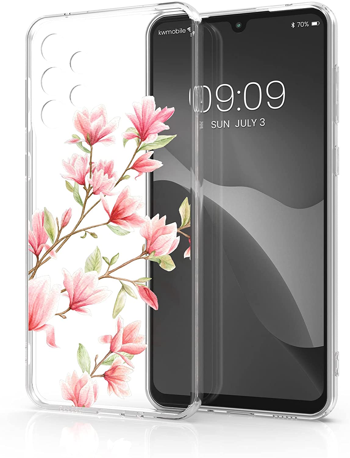 KW Samsung Galaxy A33 5G Θήκη Σιλικόνης TPU Design Magnolias - Light Pink / White - Διάφανη - 58383.01