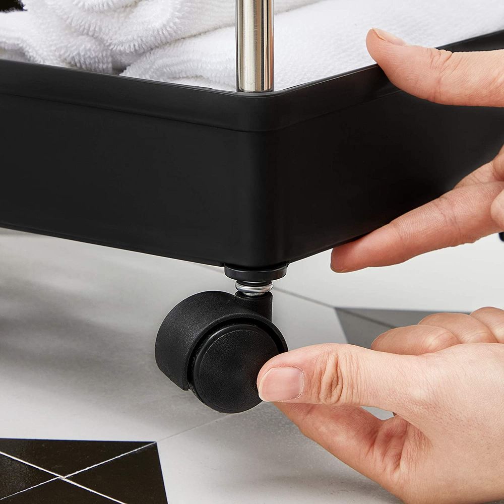 Songmics Πλαστικό Καρότσι Εξοικονόμησης Χώρου για Οργάνωση και Αποθήκευση με 4 Ράφια - 40 x 13.5 x 93 cm - Black - KSC018B01