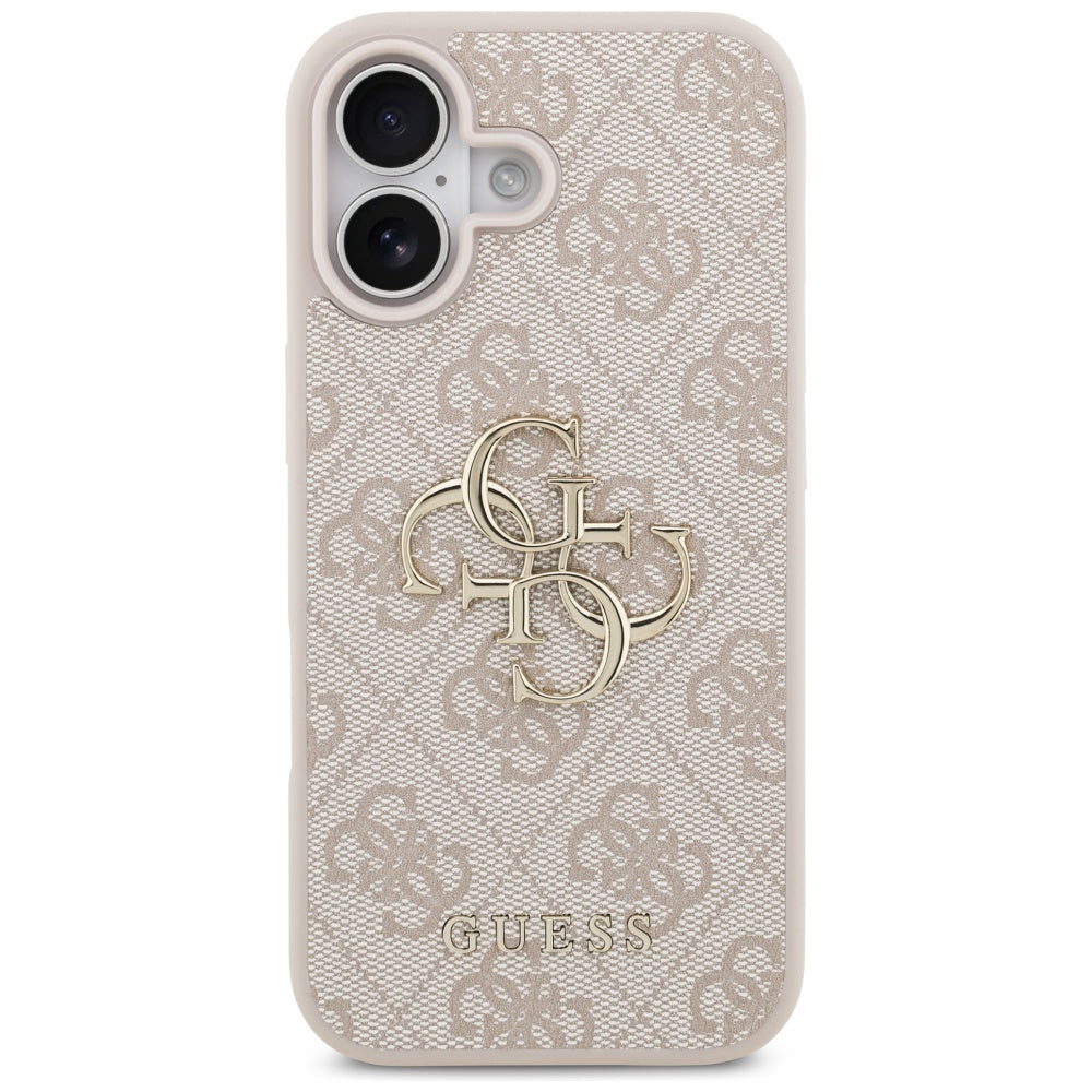 Guess iPhone 17 - 4G Big Logo - Σκληρή Θήκη με Πλαίσιο Σιλικόνης και Επένδυση Συνθετικού Δέρματος - Pink - GUHCP17S4GMGPI